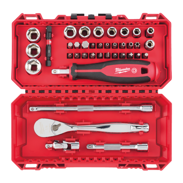 Coffret 38 pcs clés et douille à cliquet 1/4compatible Packout